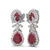 Image 2 : 14.63 ctw Ruby & Diamond Earrings 18K White Gold