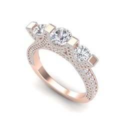 2.3 ctw VS/SI Diamond Micro Pave 3 Stone Ring 18K Rose Gold