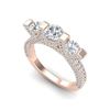 Image 1 : 2.3 ctw VS/SI Diamond Micro Pave 3 Stone Ring 18K Rose Gold