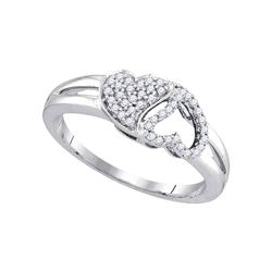 10kt White Gold Round Diamond Double Heart Ring 1/5 Cttw