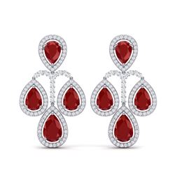 29.23 ctw Designer Ruby & VS Diamond Earrings 18K White Gold