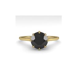 1.50 ctw Black Certified Diamond Engagement Ring 18K Yellow Gold