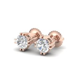 1.07 ctw VS/SI Diamond Solitaire Art Deco Stud Earrings 18K Rose Gold