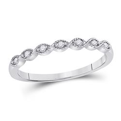 14kt White Gold Round Diamond Classic Stackable Band Ring 1/20 Cttw