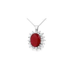8.25 ctw Ruby & Diamond Pendant 18K White Gold