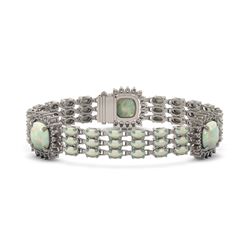 32.59 ctw Opal & Diamond Bracelet 14K White Gold