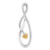 Image 1 : Sterling Silver Round Diamond Oval Heart Pendant 1/10 Cttw