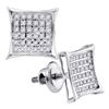 Image 1 : Sterling Silver Round Diamond Square Kite Cluster Stud Earrings 1/4 Cttw