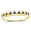 Image 1 : 10kt Yellow Gold Round Blue Sapphire Chevron Stackable Band Ring 1/10 Cttw