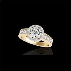 2.1 ctw Certified Diamond Solitaire Halo Ring 10K Yellow Gold