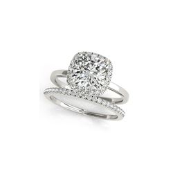 0.8 ctw Certified VS/SI Cushion Diamond 2pc Set Ring Halo 14K White Gold