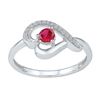 Image 1 : Sterling Silver Round Lab-Created Ruby Diamond Heart Ring 1/2 Cttw