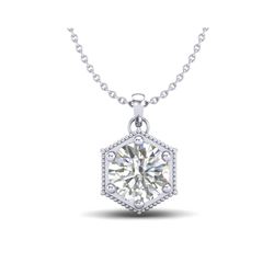 0.82 ctw VS/SI Diamond Solitaire Art Deco Stud Necklace 18K White Gold