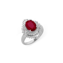 3.24 ctw Ruby & Diamond Ring 18K White Gold