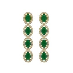 6.47 ctw Emerald & Diamond Micro Pave Halo Earrings 10K Yellow Gold