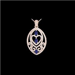 3.50 ctw Tanzanite & Micro VS/SI Diamond Heart Necklace 18 14K Rose Gold