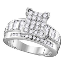 Sterling Silver Round Diamond Rectangle Cluster Bridal Wedding Engagement Ring 1/2 Cttw