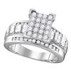 Image 1 : Sterling Silver Round Diamond Rectangle Cluster Bridal Wedding Engagement Ring 1/2 Cttw