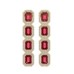 12.41 ctw Tourmaline & Diamond Micro Pave Halo Earrings 10K Yellow Gold
