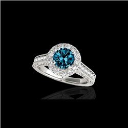 2.22 ctw SI Certified Fancy Blue Diamond Halo Ring 10K White Gold