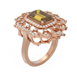 5.39 ctw Canary Citrine & Diamond Ring 18K Rose Gold