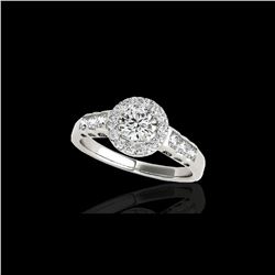 1.55 ctw Certified Diamond Solitaire Halo Ring 10K White Gold