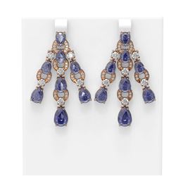 20.48 ctw Tanzanite & Diamond Earrings 18K Rose Gold