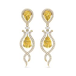 14.09 ctw Canary Citrine & VS Diamond Earrings 18K Yellow Gold