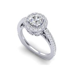 1.55 ctw VS/SI Diamond Solitaire Art Deco Ring 18K White Gold