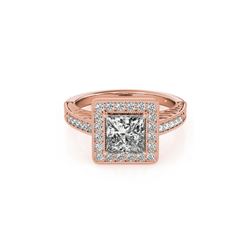 1.05 ctw Certified VS/SI Princess Diamond Halo Ring 18K Rose Gold