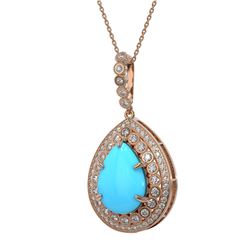 10.11 ctw Turquoise & Diamond Victorian Necklace 14K Rose Gold
