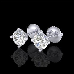 1.5 ctw VS/SI Diamond Solitaire Art Deco Stud Earrings 18K White Gold