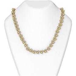 15.2 ctw Diamond and Pearl Necklace 18K Yellow Gold