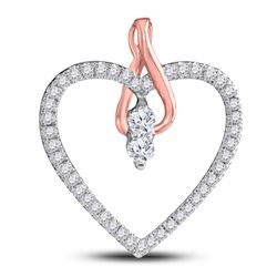 14kt White Gold Round Diamond 2-stone Heart Pendant 1/4 Cttw