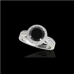 1.65 ctw Certified VS Black Diamond Solitaire Halo Ring 10K White Gold