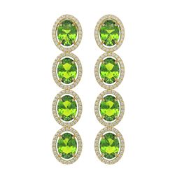 14.04 ctw Peridot & Diamond Micro Pave Halo Earrings 10K Yellow Gold
