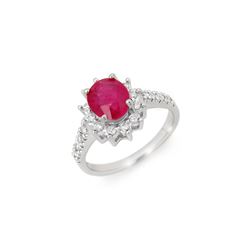 3.05 ctw Ruby & Diamond Ring 18K White Gold