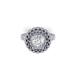 1.5 ctw Certified VS/SI Diamond Art Deco Ring 14K White Gold
