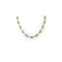 37.0 ctw Citrine & Diamond Necklace 14K White Gold