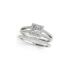 1.26 ctw Certified VS/SI Princess Diamond 2pc Set Ring Halo 14K White Gold