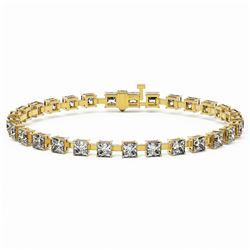 10 ctw Princess Cut Diamond Designer Bracelet 18K Yellow Gold