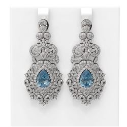 11.47 ctw Blue Topaz & Diamond Earrings 18K White Gold