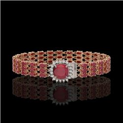 31.91 ctw Ruby & Diamond Bracelet 14K Rose Gold