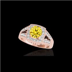 1.65 ctw Certified SI/I Fancy Intense Yellow Diamond Ring 10K Rose Gold