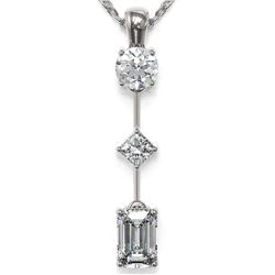 0.9 ctw Emerald Cut Diamond Designer Necklace 18K White Gold
