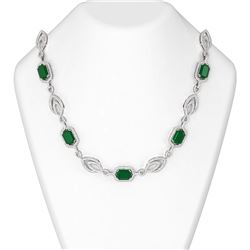 53.7 ctw Emerald & Diamond Necklace 18K White Gold