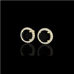 4 ctw Black Diamond Certified Micro Pave Earrings 18K Yellow Gold