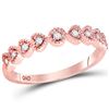 Image 1 : 14kt Rose Gold Round Diamond Heart Stackable Band Ring 1/10 Cttw