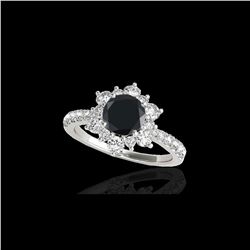 2.19 ctw Certified VS Black Diamond Solitaire Halo Ring 10K White Gold