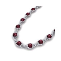 66 ctw Garnet & VS/SI Diamond Certified Necklace 14K White Gold
